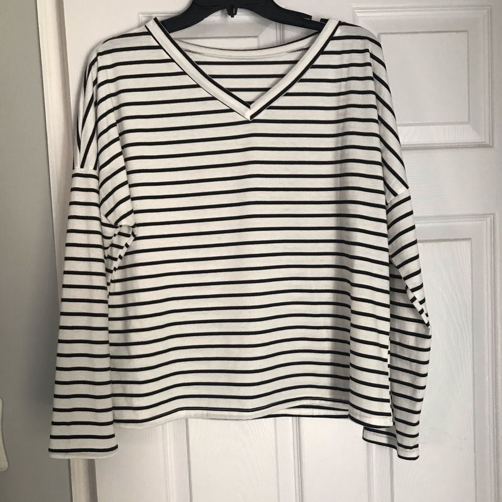 striped long-sleeved shirt
